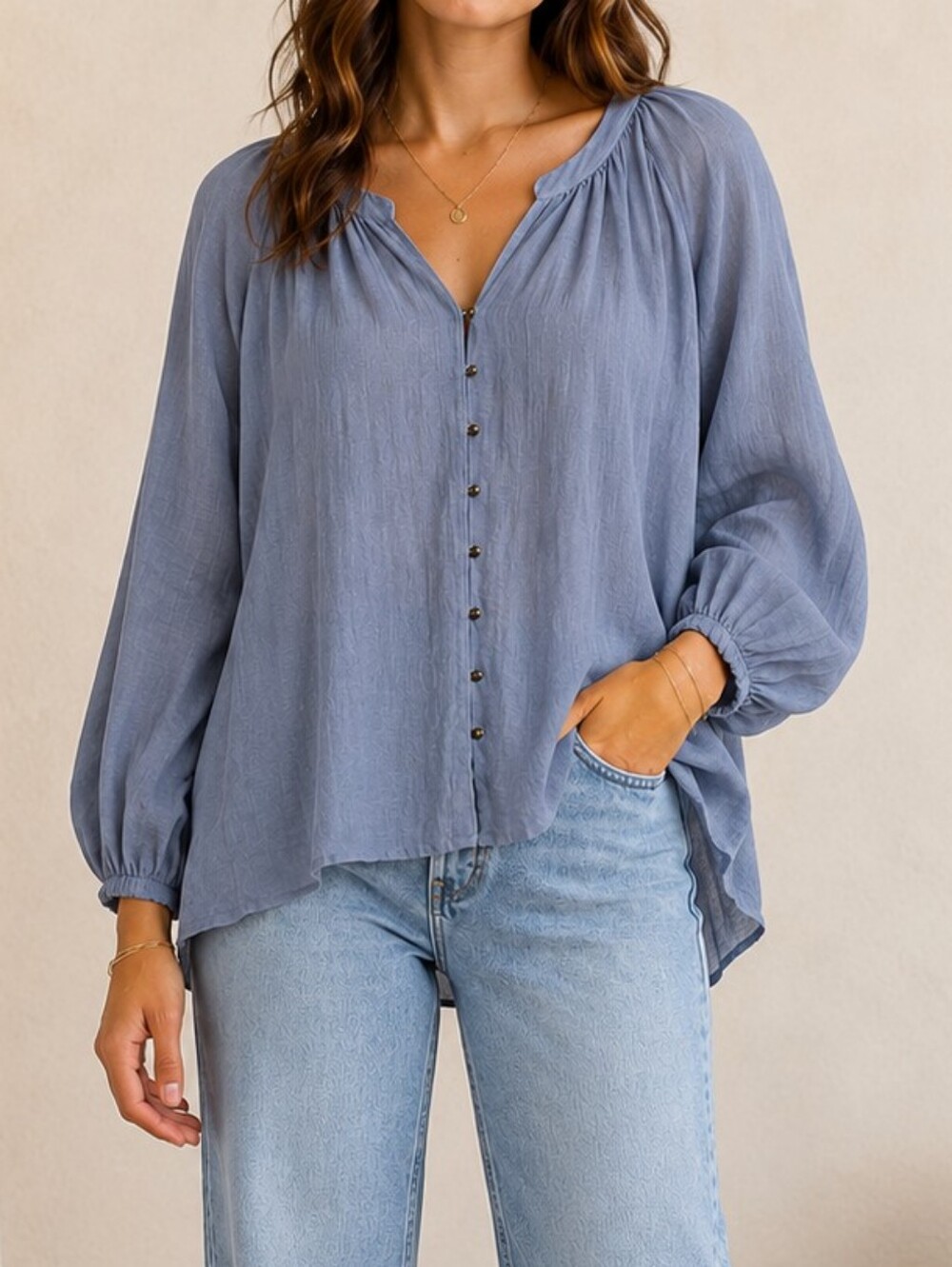 Free People Chambray Top